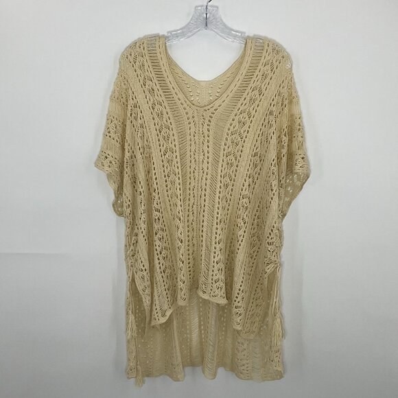 Women's Bohemian Lace Ivory Crochet Swim Cover‎ Up Tunic Dress Size One Size - Picture 1 of 13